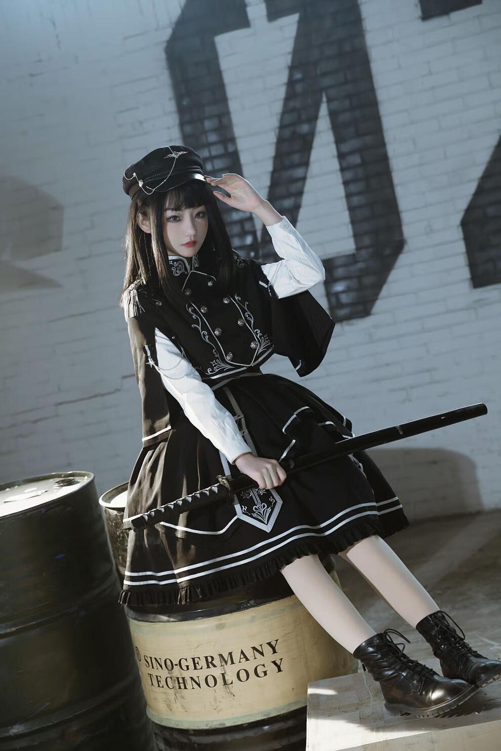 荆棘之战军风原创lolita暗黑军lo上衣斗篷sk套装sk半裙s