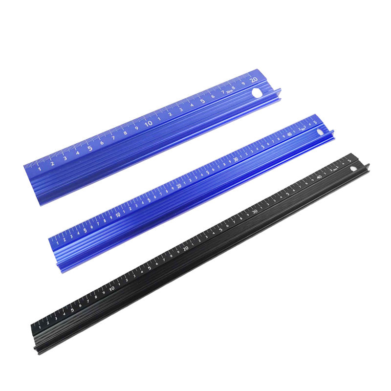 铝合金防滑美工尺导向尺广告防护尺轻型铝合金尺子防护尺直角尺 蓝色