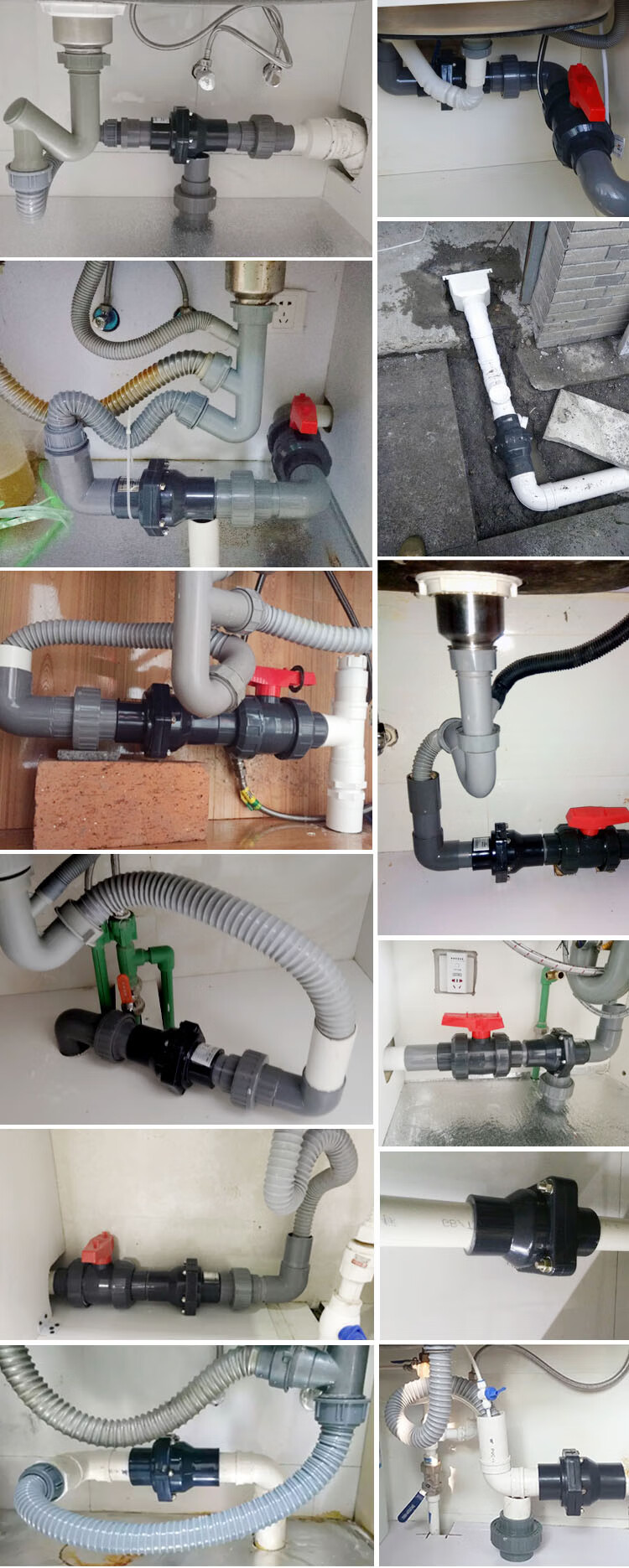 pvc止逆单向阀厨房水管止回阀防反水塑料横装阀门50mm 50mm管 pvc双活