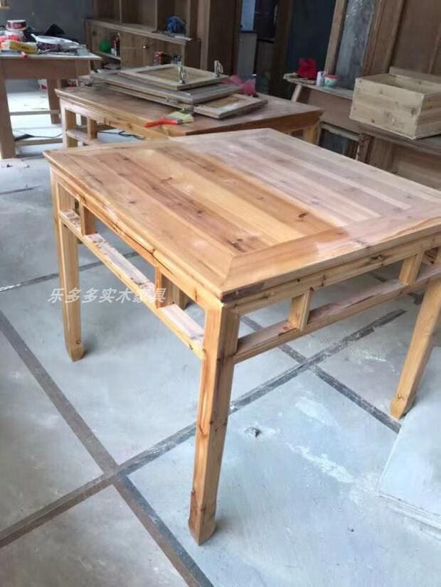 传统实木八仙桌餐桌高桌四方桌仿古桌大板凳桌演出舞蹈榫卯杉木桌定制