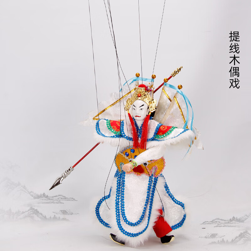 提线木偶傀儡泉州提线木偶武生武将6条线加重脚傀儡戏手工制作中国风