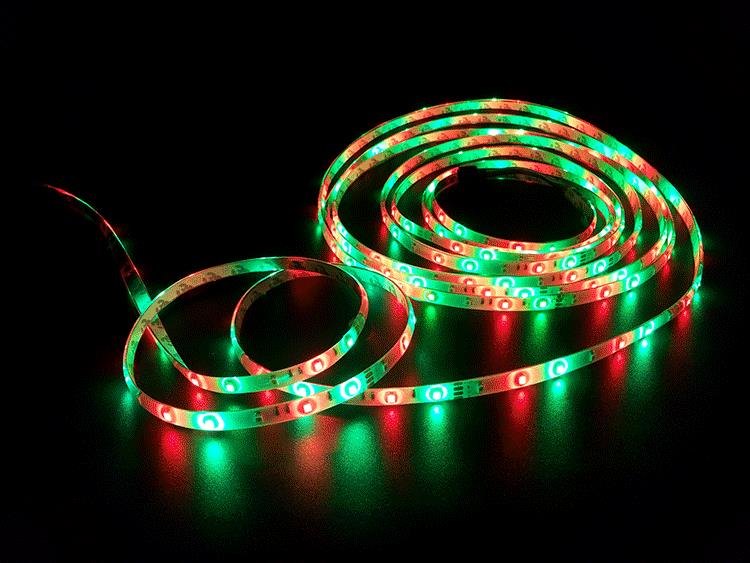 usb电池盒5v35282835rgbled彩色软灯带爆闪跑马流水野营摆摊灯带防水3