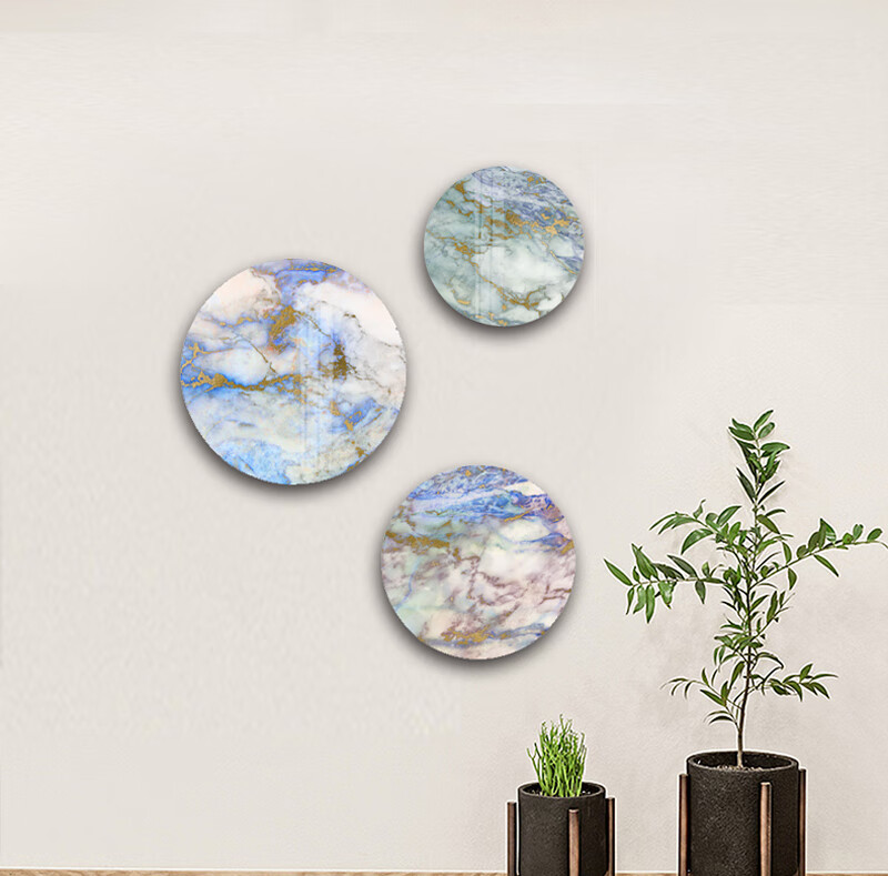 圆形晶瓷画现代简约炫关走道装饰画圆形晶瓷画现代抽象轻奢大理石纹理