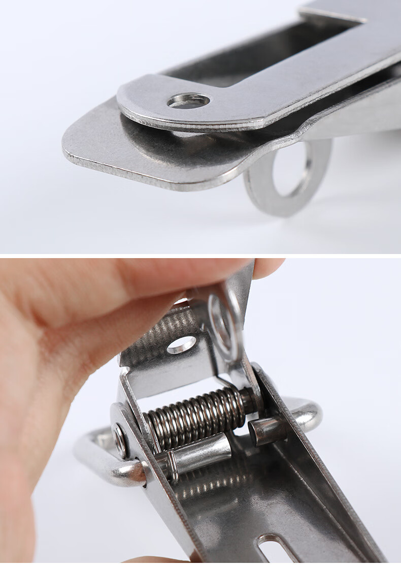 304不锈钢 鸭嘴弹簧搭扣工具箱锁扣木箱金属锁扣木盒安全锁扣 【大号