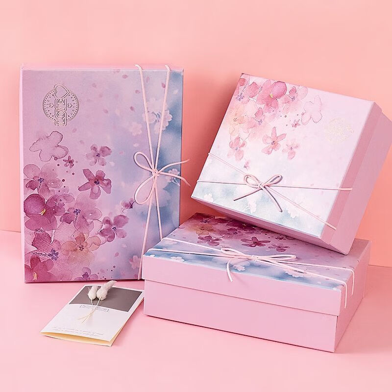母亲节配妈妈老师礼物包装盒少女心配女友闺蜜韩版樱花盒 4号33*25*