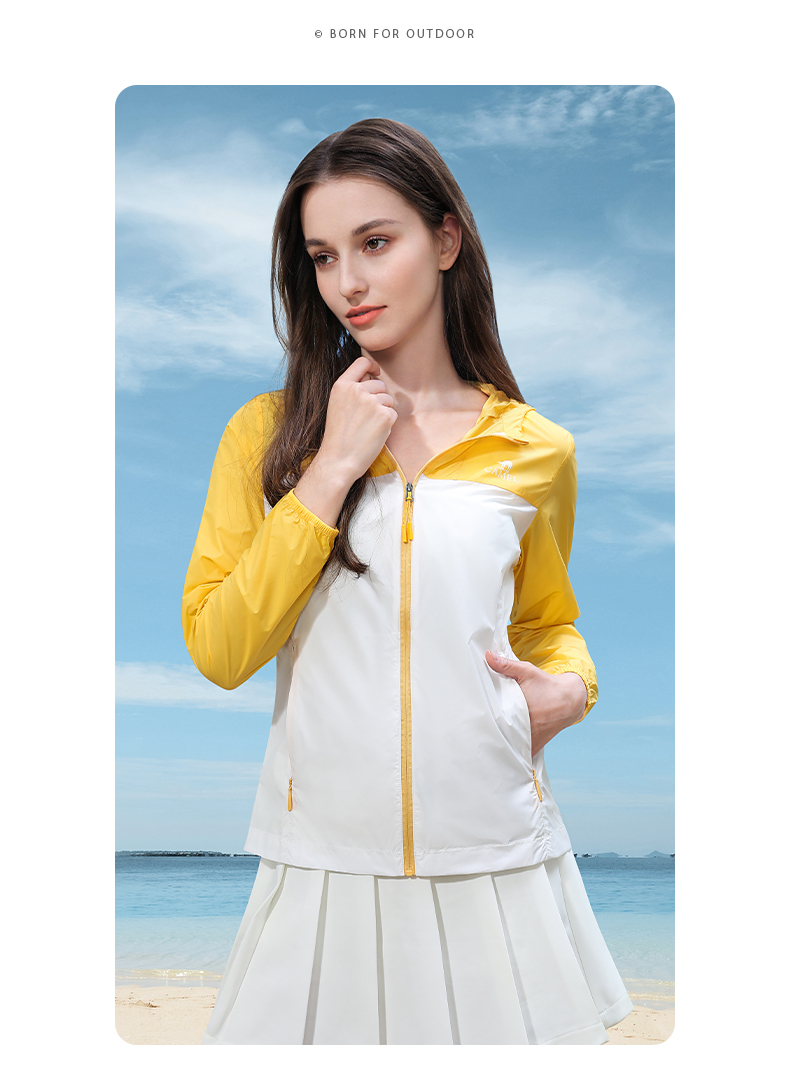 骆驼户外防晒衣女款2022春夏季新款连帽时尚轻薄休闲防晒服外套aba