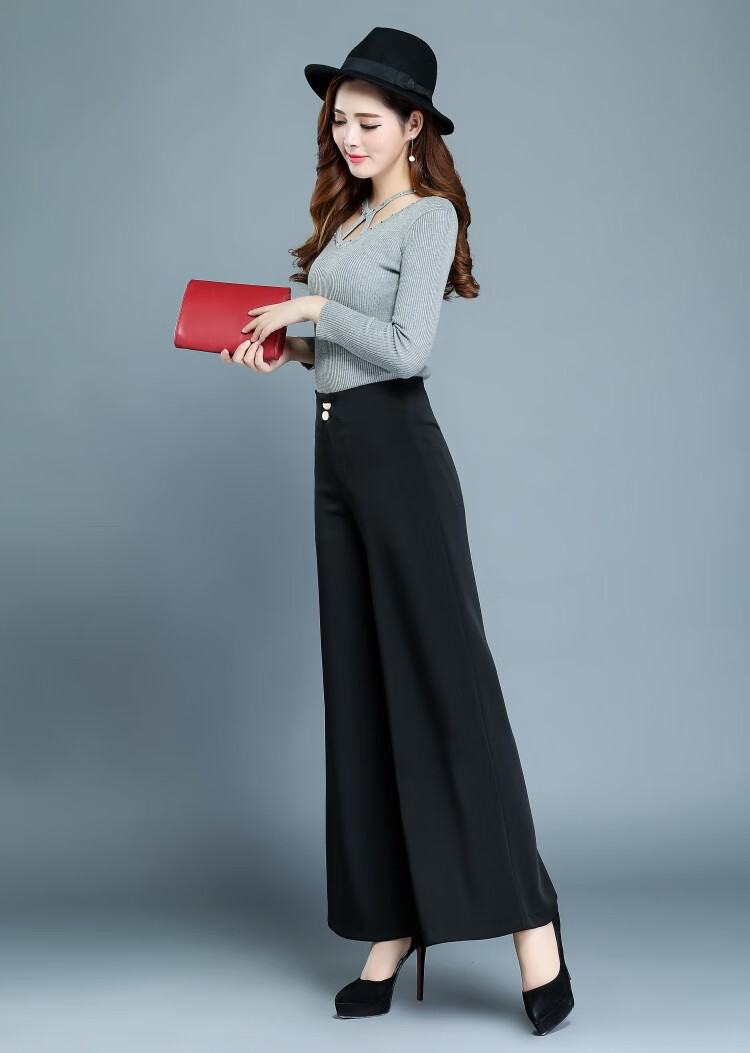 大脚裤女 阔脚裤女新款不打皱阔腿裤女长裤春夏大码高腰阔脚裤直桶裤