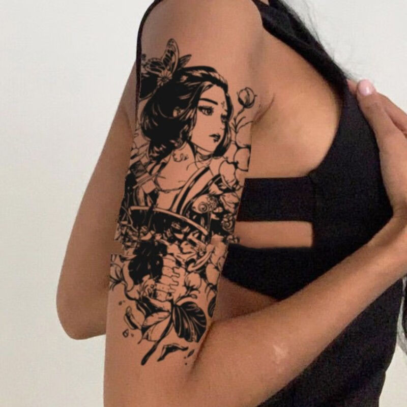 草本纹身贴浮世绘草本半果汁纹身贴传统花臂男女 1张 艺伎草本果汁cb