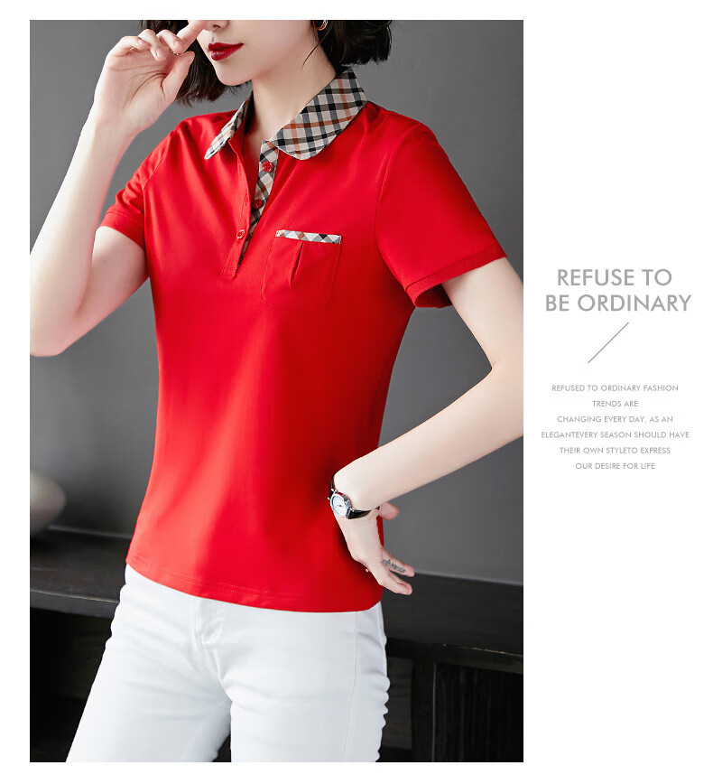 panikeke休闲运动时尚t恤女短袖2022年春季新款polo衫领宽松半袖潮