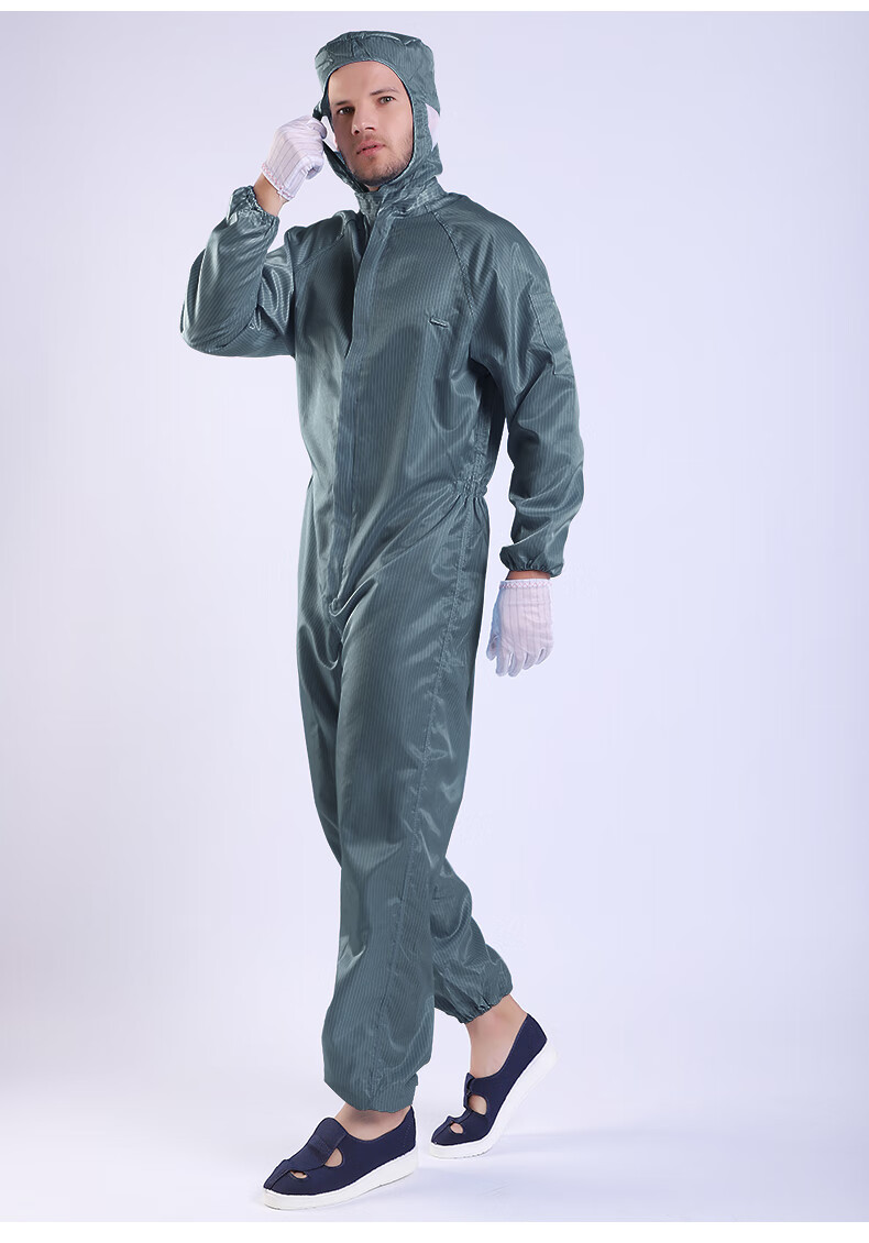 qcfh无尘服全身连帽连体防护喷漆重复使用养殖场工作服蓝色连体服s