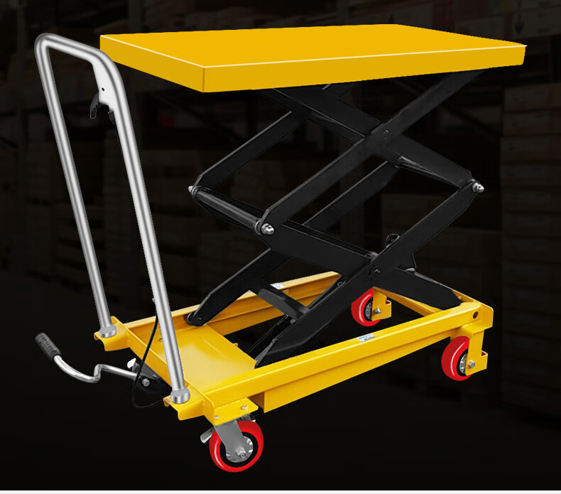 手动液压移动剪叉式小型升降平台车电动固定货梯平板举升机手推车150