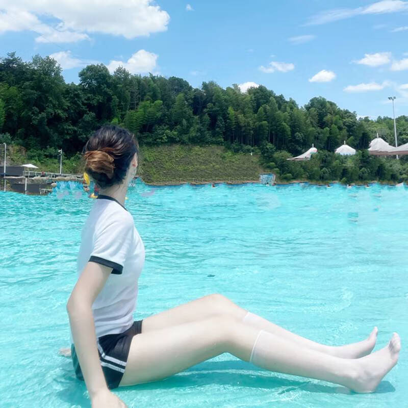 体操服日系iqcq气球熊夏季日式体育运动体操服保守可爱日系分体式泳衣