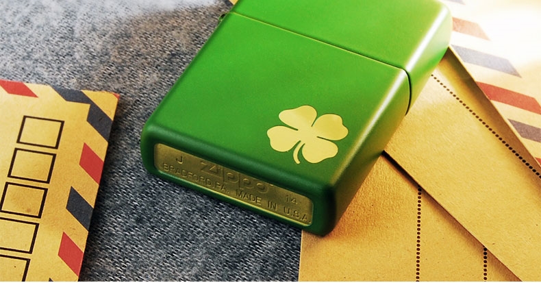 打火机绿色幸运四叶草祝福男士女士生日礼物zp 绿哑漆幸运四叶草 五