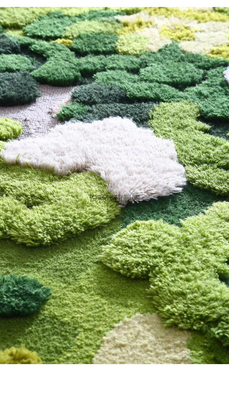 京选好货陌希地毯陌希手工森林苔藓地毯客厅茶几民族风羊毛圆形床边毯
