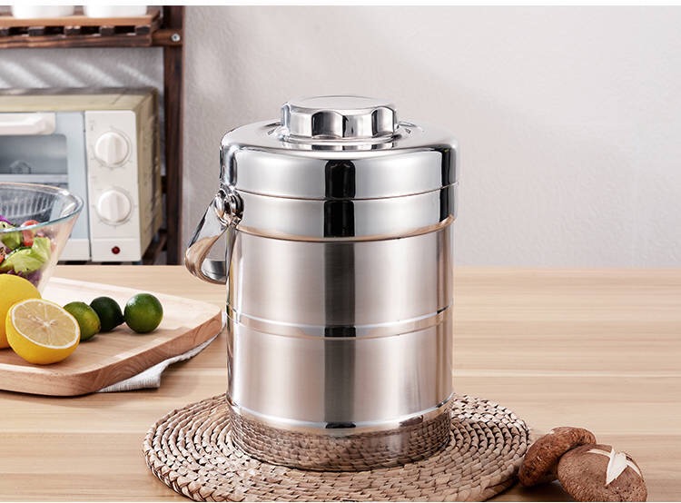 食用级不锈钢提锅超长保温饭桶大容量上班手提饭盒保温桶餐盒14l直身