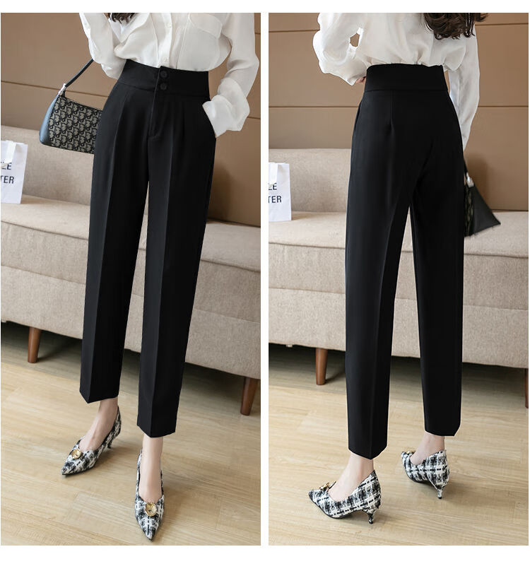 夏季女士九分休闲裤西装裤女新款春夏季垂感显瘦九分烟管裤高腰直筒