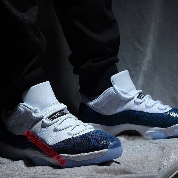 aj11康扣传奇蓝白蛇低帮篮球鞋乔11酷灰粉蛇蓝蛇男女运动鞋 aj11黑白