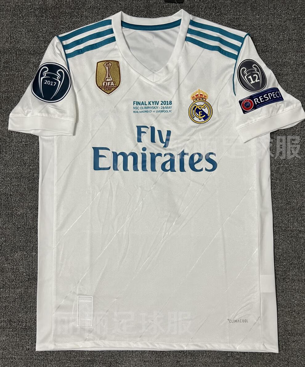 皇马球衣1718皇马球衣欧冠决赛版7号c罗短袖足球服主场长袖贝尔拉莫斯