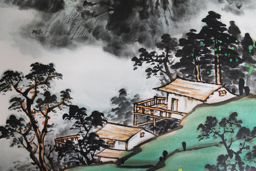 鸿运当头农村大厅中堂山水画客厅挂画农村中堂山水画堂屋房屋对联字画