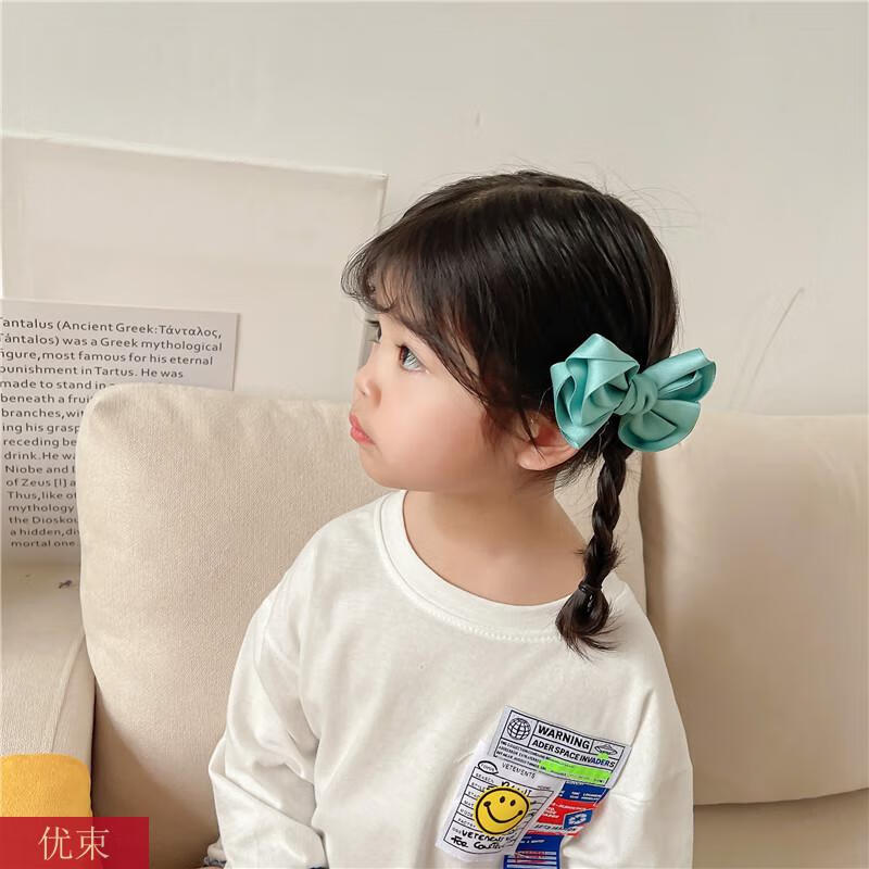优束儿童发饰小女孩气质蝴蝶结发夹韩国女童头饰公主百搭顶夹发卡玫红