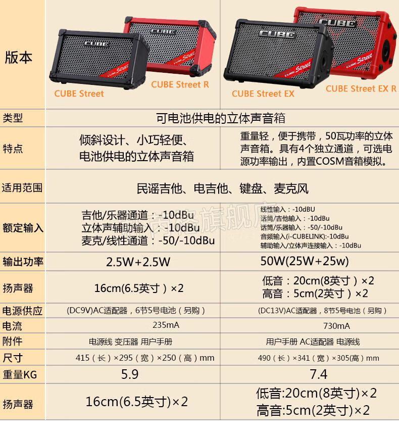 罗兰ex音箱cube便携路演多功能舞台木吉他弹唱乐器户外音响cubestreet
