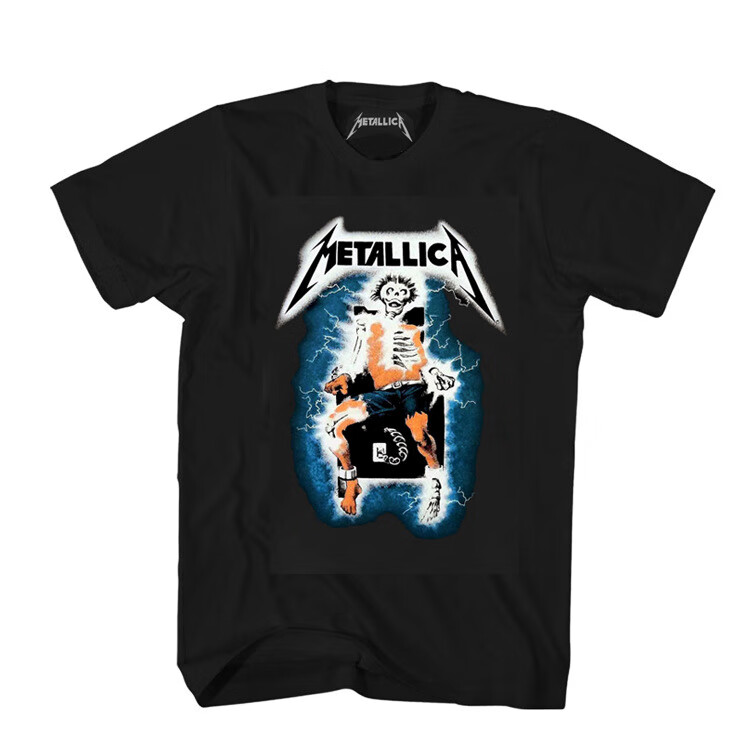 metallica摇滚乐队重金属复古经典短袖t恤夏季朋克圆领上衣服男女 4 s