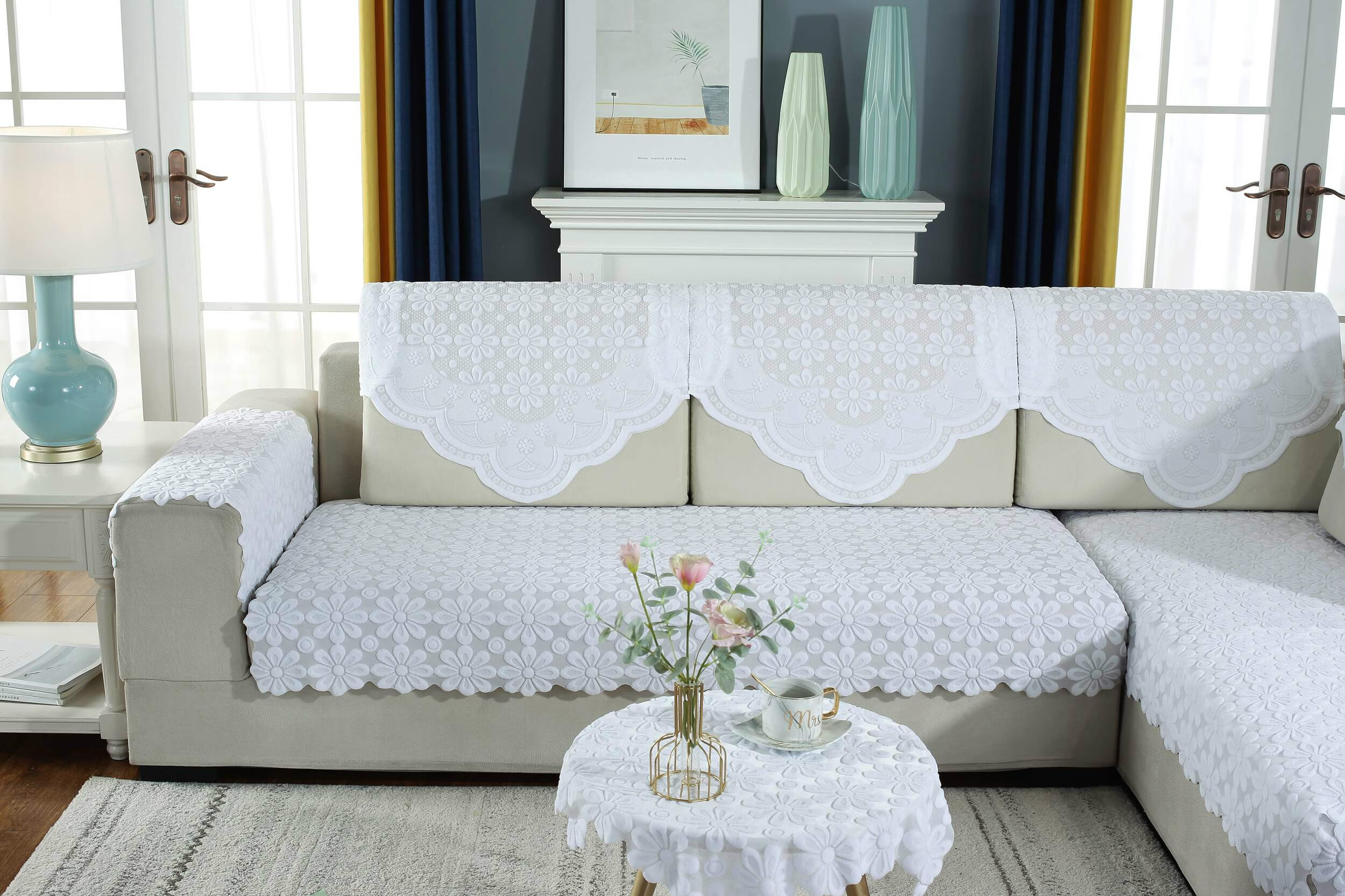 新品蕾丝沙发巾布艺沙发垫防滑四季通用搭巾靠背巾扶手巾后背盖布罩套