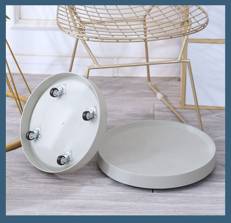 花盆底座万向滑轮移动花盆托盘底座带轮万向轮花盘拖滚轮滑轮白色塑料