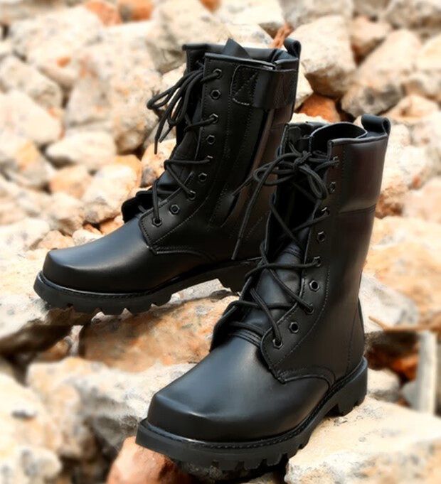 兵作战靴高帮钢头钢底真牛皮冬季羊毛保暖防水雪地靴军勾军训靴作战鞋