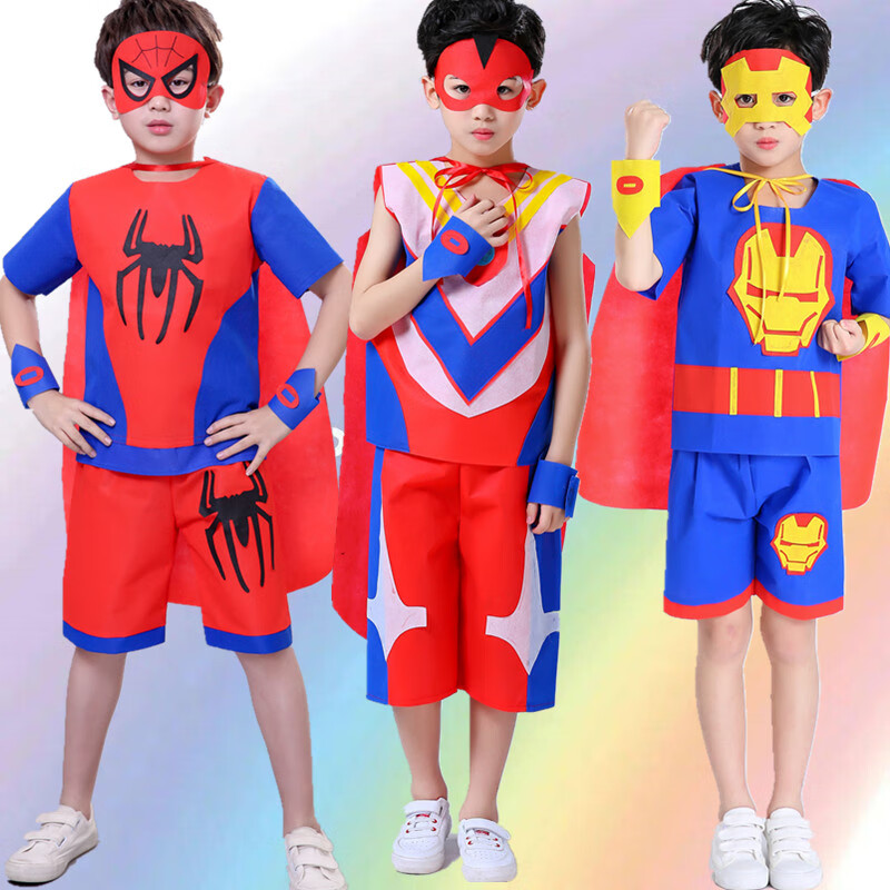 环保衣服走秀儿童时装秀服装diy男孩创意幼儿园亲子手工自制美国队长