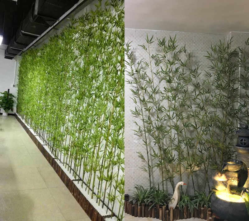 现货直发仿真竹子室内酒店装饰加密细水带稍景观竹塑料假竹子隔断屏风