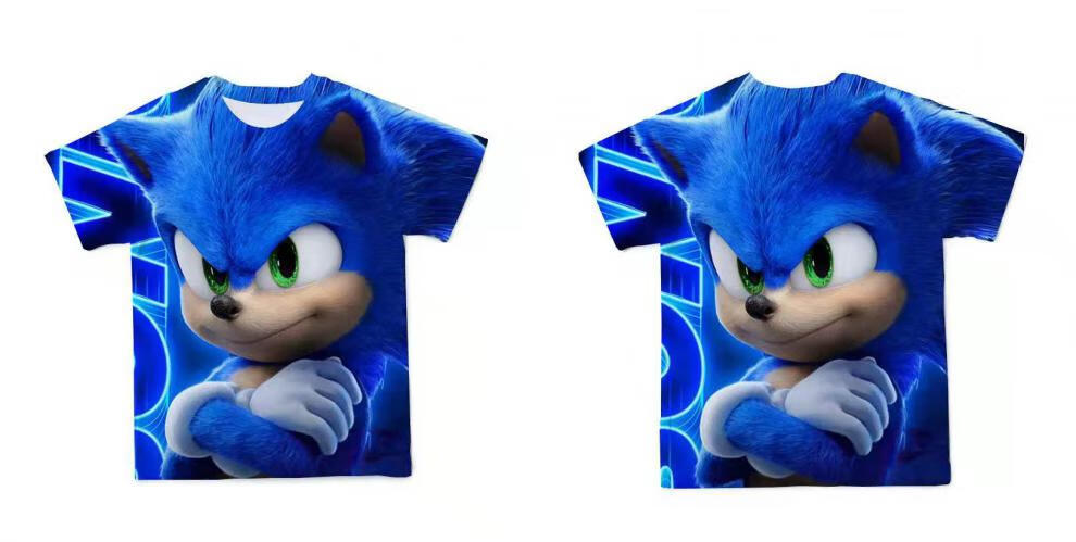 攸帝娣索衣服儿童短袖t恤男童装sonic超音鼠音速小子图案男女童夏季