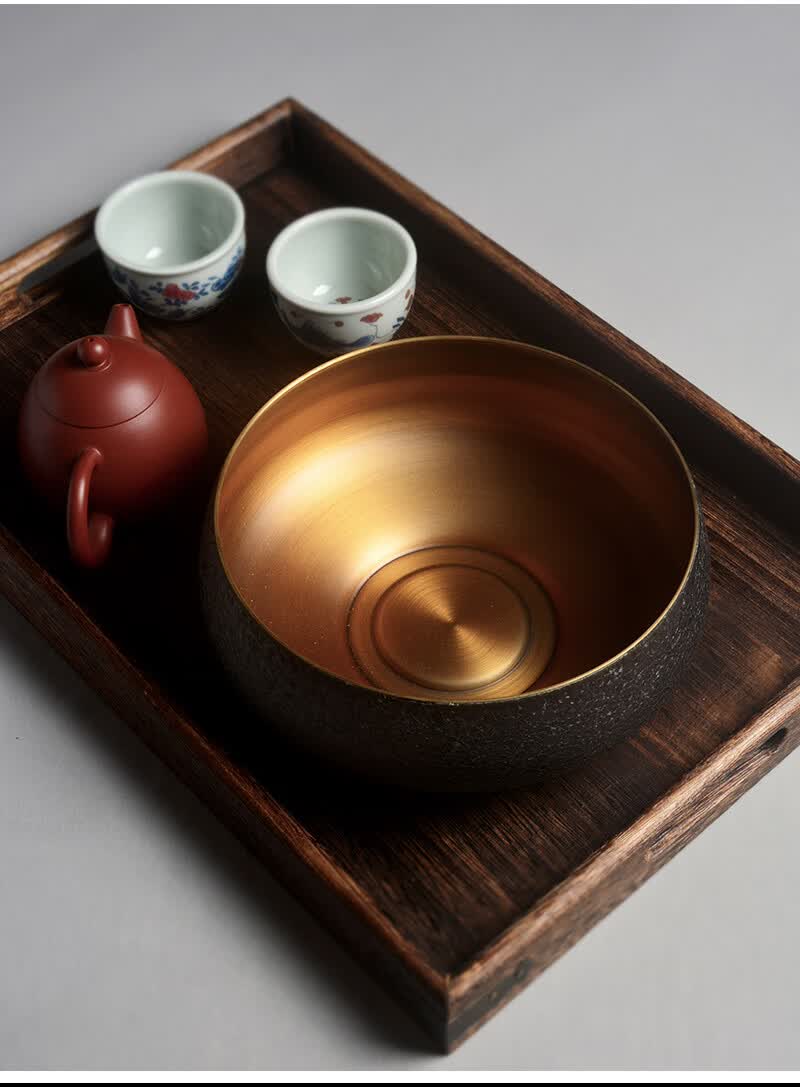 塔驰密司纯铜大号茶洗加厚大号建水水盂水洗茶盘茶道六君子零配全铜干