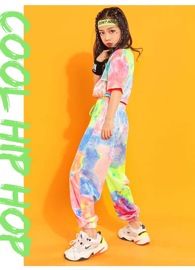 德莉娅女童模特走秀潮服小女孩街舞服装儿童演出服嘻哈架子鼓套装少儿