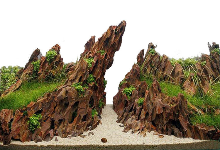 松皮石造景石头鱼缸天然装饰小块多孔假山水草缸成品骨架峡谷套餐精选