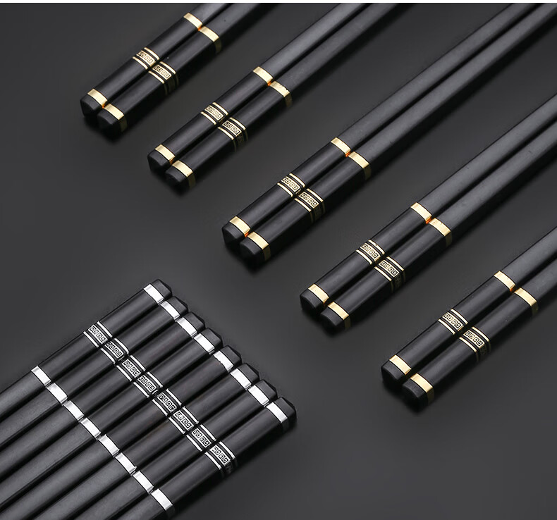 筷子家用高端合金筷子防滑轻奢风高颜值pps筷 24cm金面金环10双装