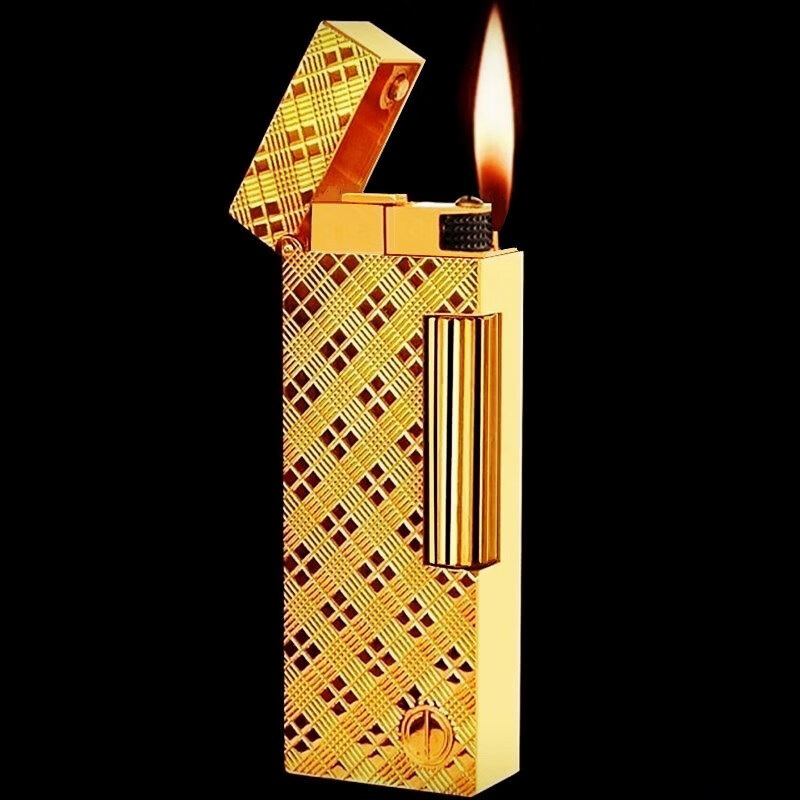 新款dunbeli登佰利打火机全铜镀金雕花 侧面调气个性网红礼品 银色