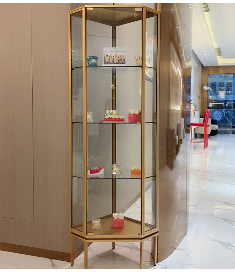 轻奢转角三角玻璃转角靠墙餐边柜转角展示柜 白色立体纹 整装【图片