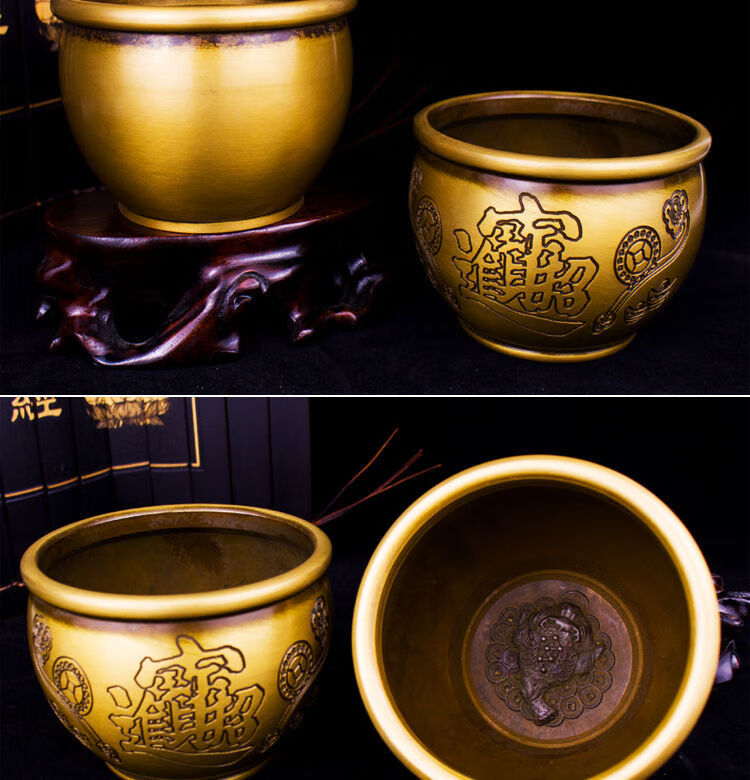 米缸 聚宝盆铜缸 木托【图片 价格 品牌 报价】-京东