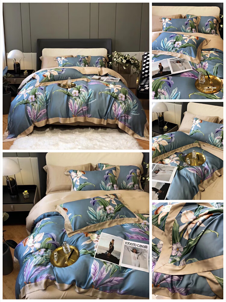 lf级进口奥地利兰精天丝四件套莱赛尔tencel热带田园风夏裸睡床品