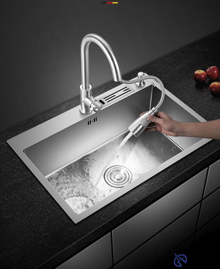 水槽大单槽 厨房洗菜盆304不锈钢手工水池菜盆洗手盆淘菜盆 50*45搭配