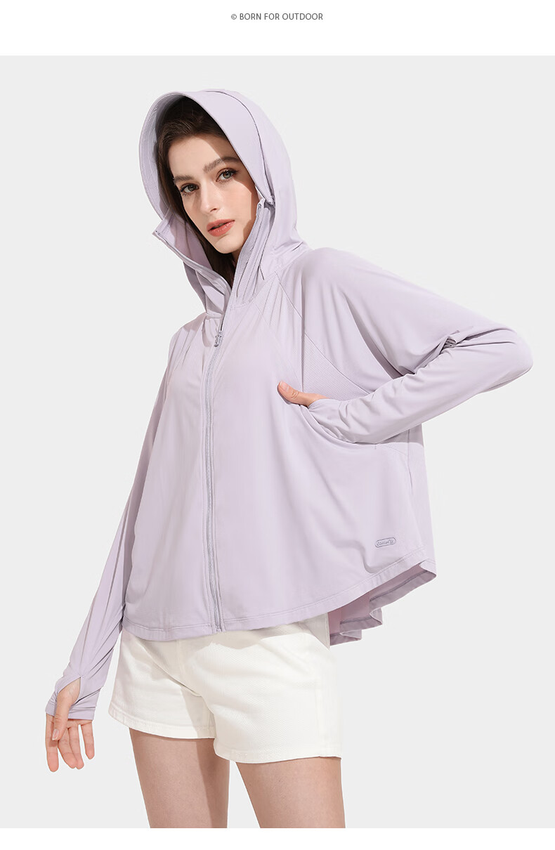 骆驼户外防晒衣女款2022春夏季新款连帽速干时尚针织休闲外套ac