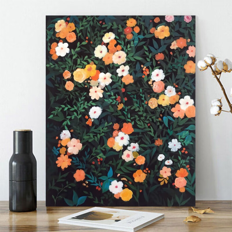 diy数字油画 手工制作填色丙烯画植物花卉客厅装饰挂画郁金香油画 a