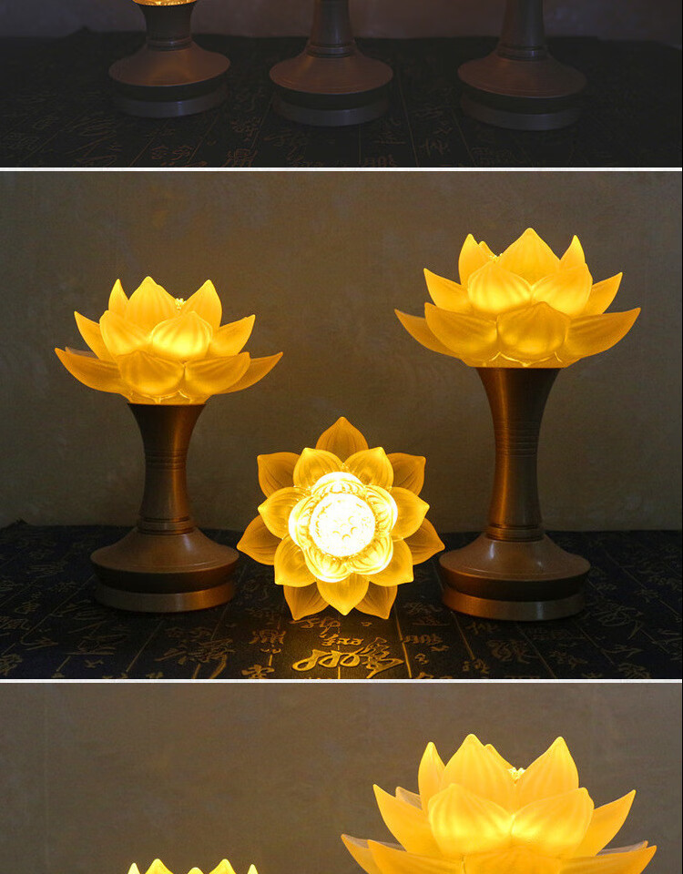 佛像背景灯古法琉璃充电莲花灯佛供灯插电供佛灯家用观音供灯led神台