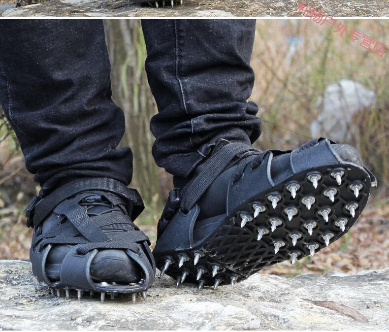 冰钓靴苏舰户外登山冰钓防滑耐磨冰爪男女通用鞋码冰钓轻钢钉鞋靴套