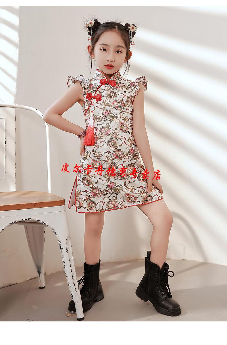 皮尔卡丹品牌上新414女童旗袍夏季薄款中国风童装连衣裙夏国潮大童