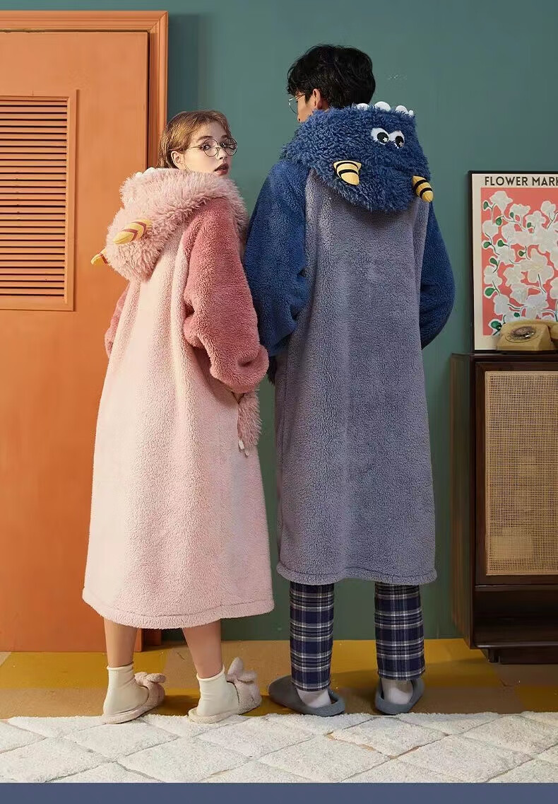 小怪兽睡衣女冬珊瑚绒睡裙冬款家居服长款加绒赵露思同款睡袍女冬