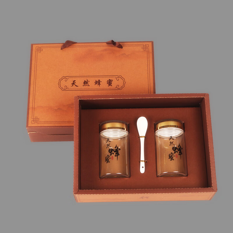 蜂蜜包装盒礼盒空盒2022新款高档手提复古折纸蜂蜜包装盒含瓶子2斤4斤