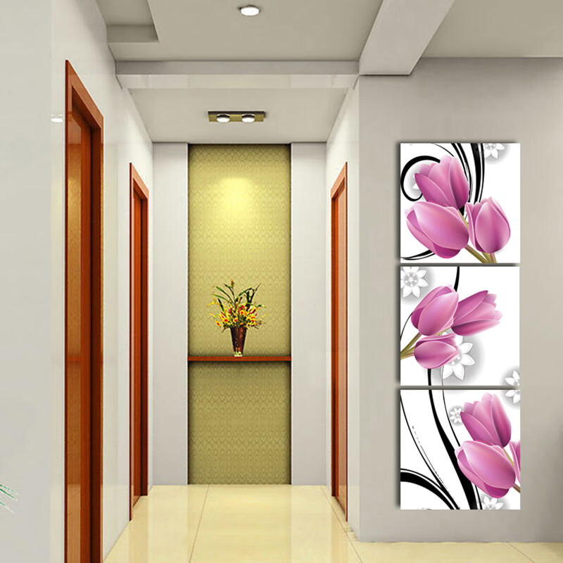 nessa入户玄关装饰画现代简约三联玄幻玻璃面走廊尽头过道挂画九尾鱼
