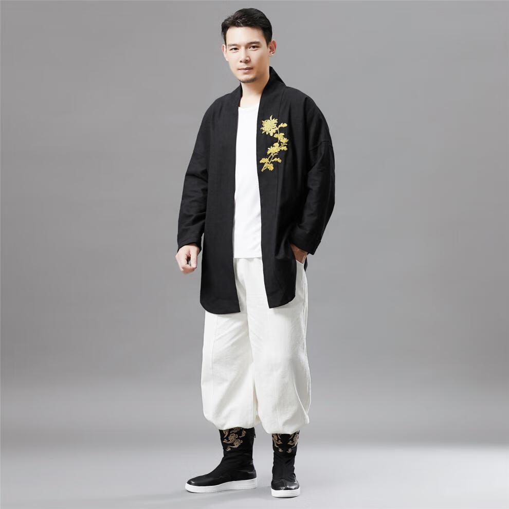 磐王男装 新中式服装男装道袍季汉服外套改良中国风茶禅服 藏蓝色 m